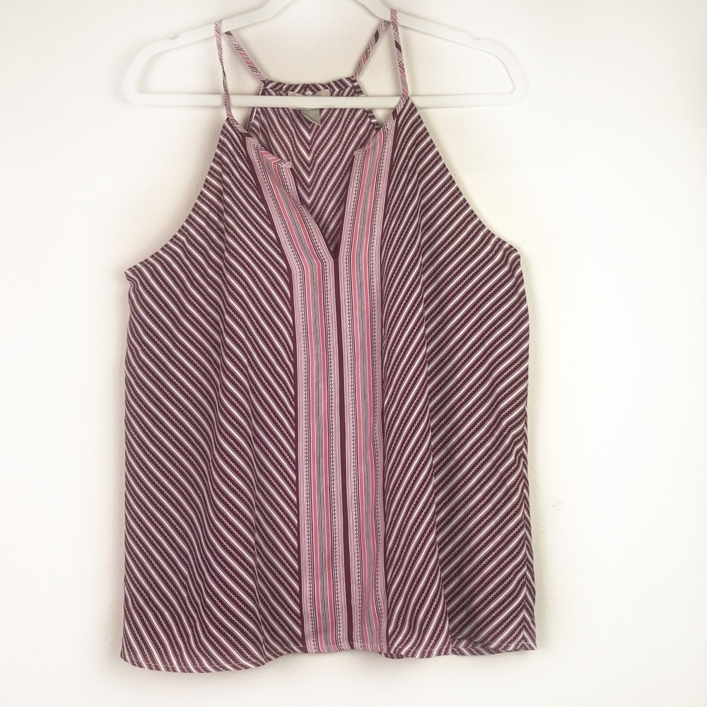 LOFT Striped Racerback Blouse M